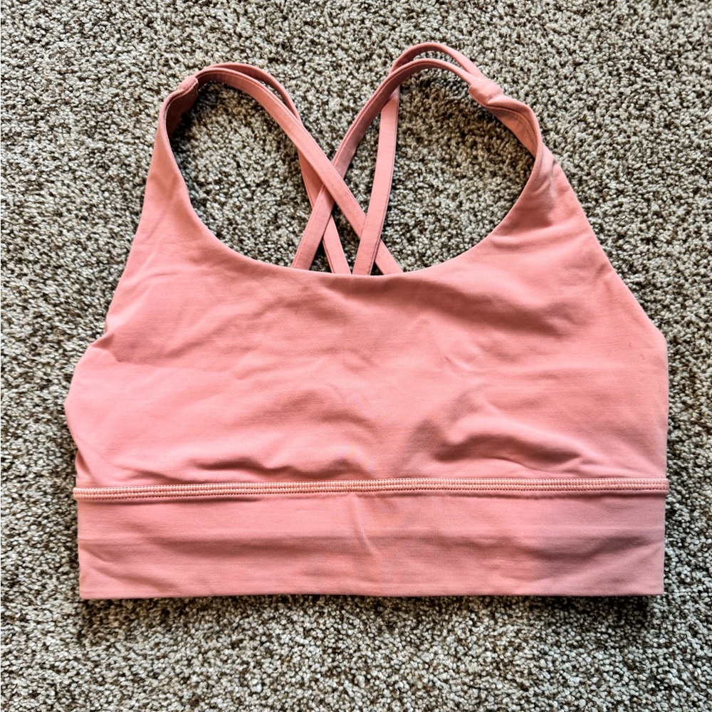 Lululemon Pink Energy Longline Sports Bra (B-D Cups) with Criss-Cross Straps